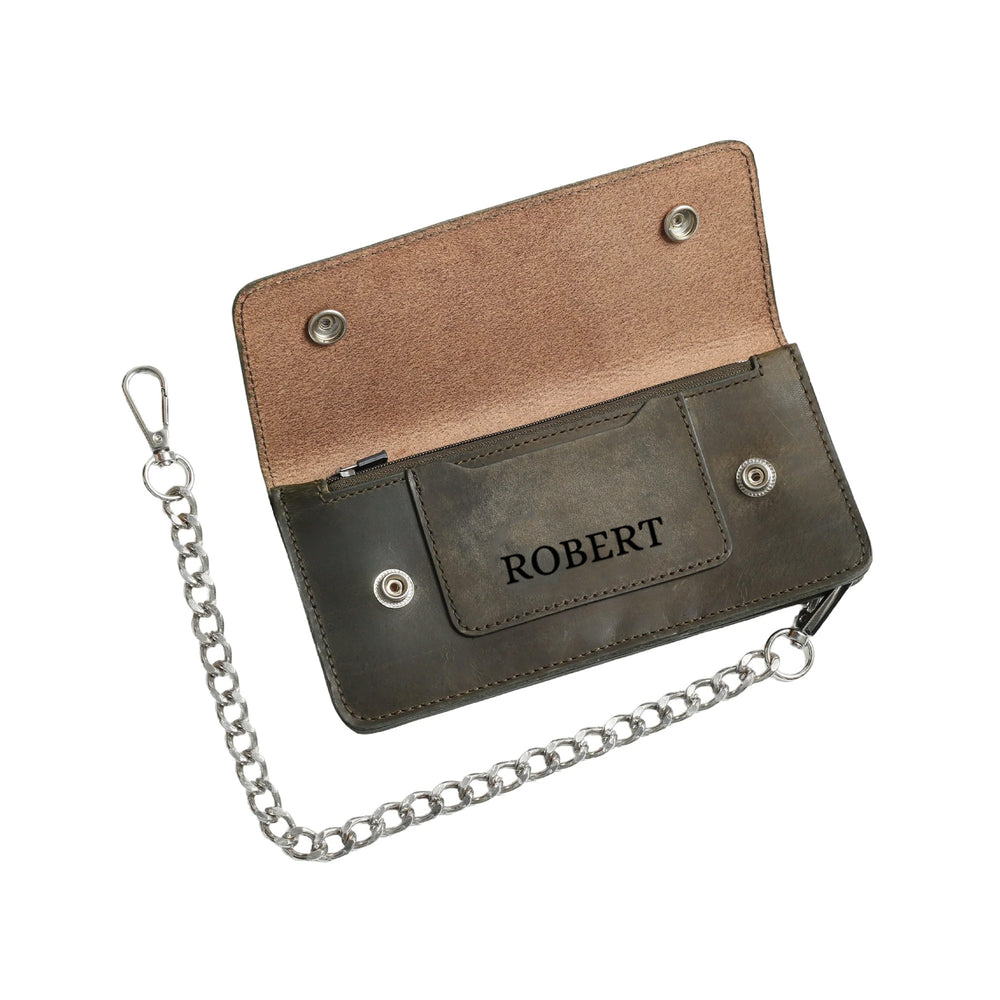 LARGE TRUCKER - Vegetable Tanned Leather Wallet Forest Green