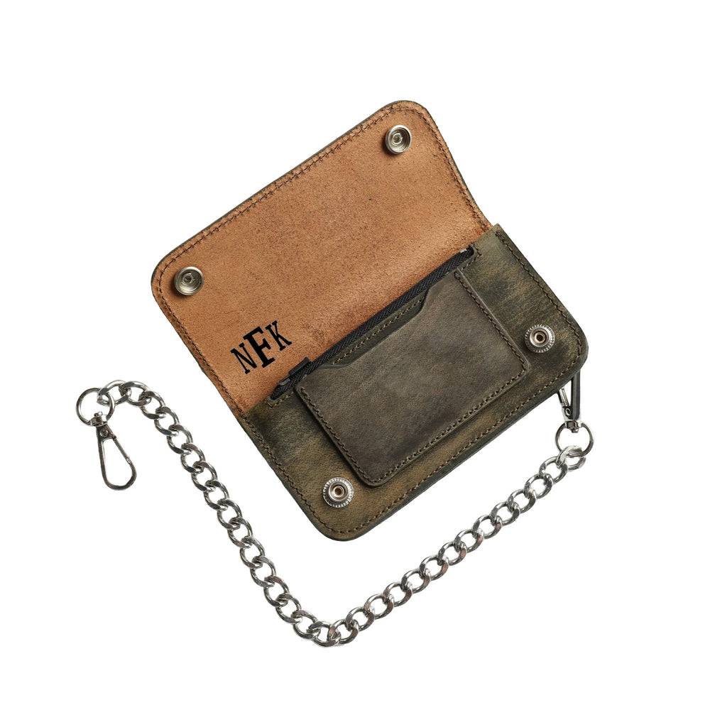 Forest Green Small Leather Trucker Wallet