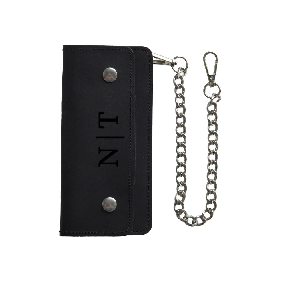 LARGE TRUCKER - Vegetable Tanned Leather Wallet Onyx Black