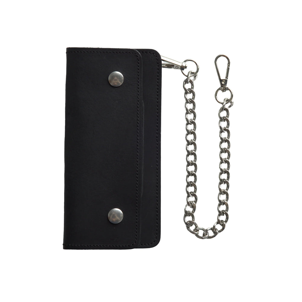 LARGE TRUCKER - Vegetable Tanned Leather Wallet Onyx Black