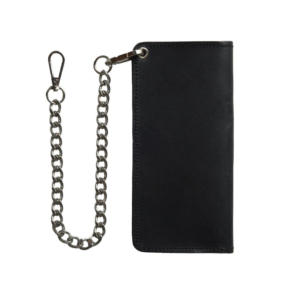 LARGE TRUCKER - Vegetable Tanned Leather Wallet Onyx Black