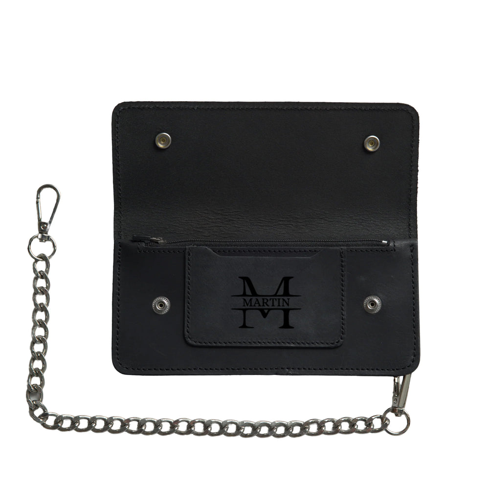 LARGE TRUCKER - Vegetable Tanned Leather Wallet Onyx Black