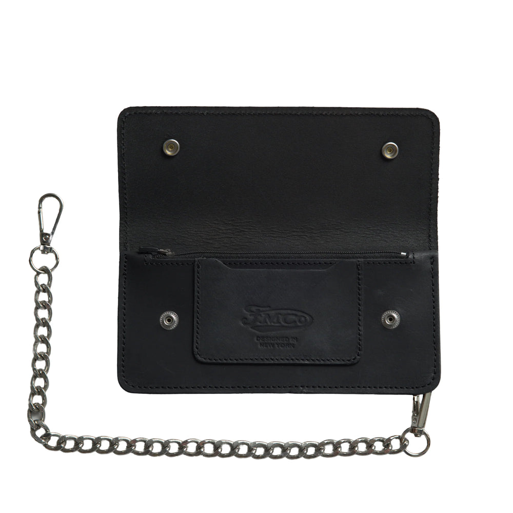 LARGE TRUCKER - Vegetable Tanned Leather Wallet Onyx Black