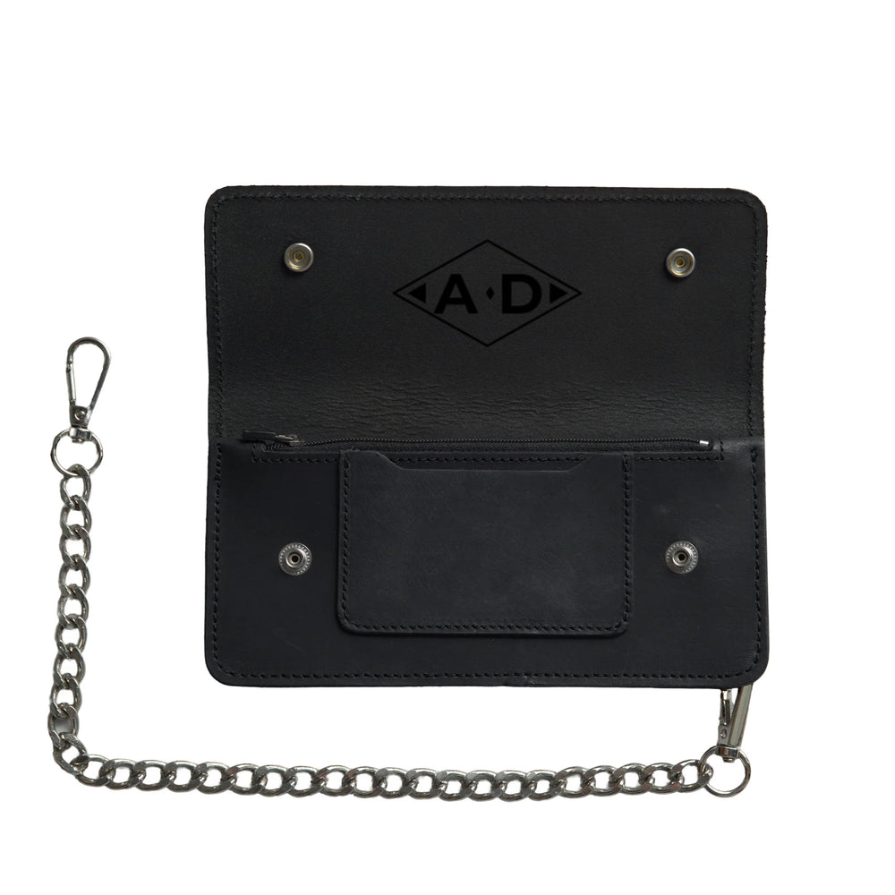 LARGE TRUCKER - Vegetable Tanned Leather Wallet Onyx Black