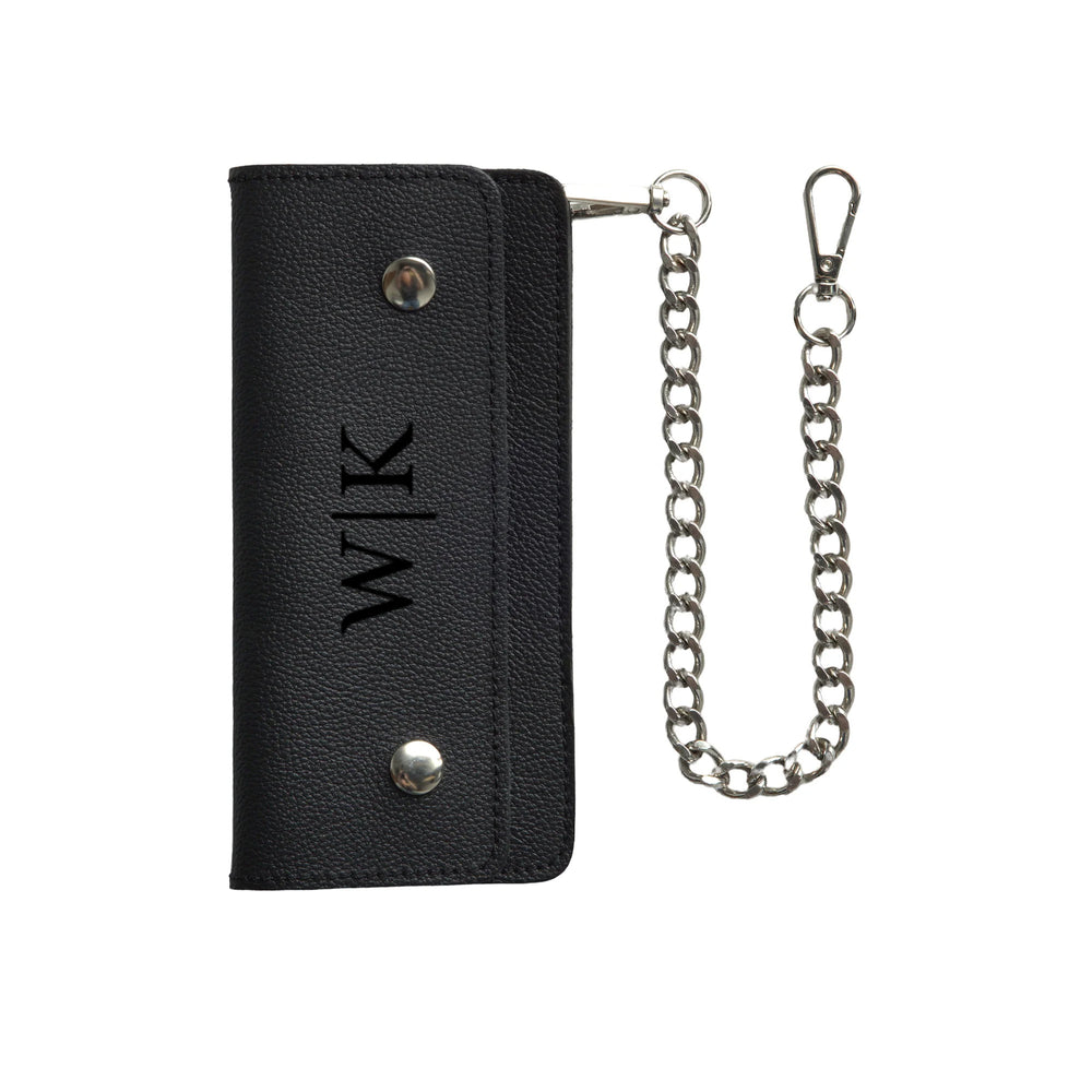 LARGE TRUCKER - Vegetable Tanned Leather Wallet Pebble Black