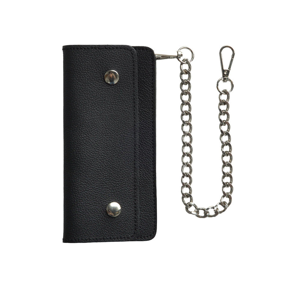 LARGE TRUCKER - Vegetable Tanned Leather Wallet Pebble Black