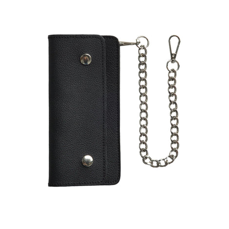 LARGE TRUCKER - Vegetable Tanned Leather Wallet Pebble Black