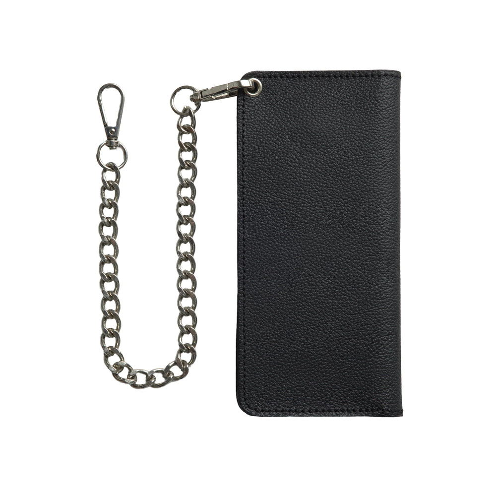 LARGE TRUCKER - Vegetable Tanned Leather Wallet Pebble Black
