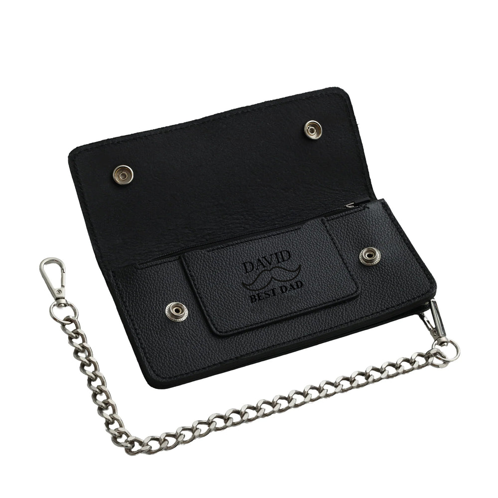 LARGE TRUCKER - Vegetable Tanned Leather Wallet Pebble Black