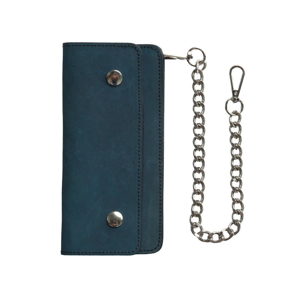 LARGE TRUCKER - Vegetable Tanned Leather Wallet Royal Blue