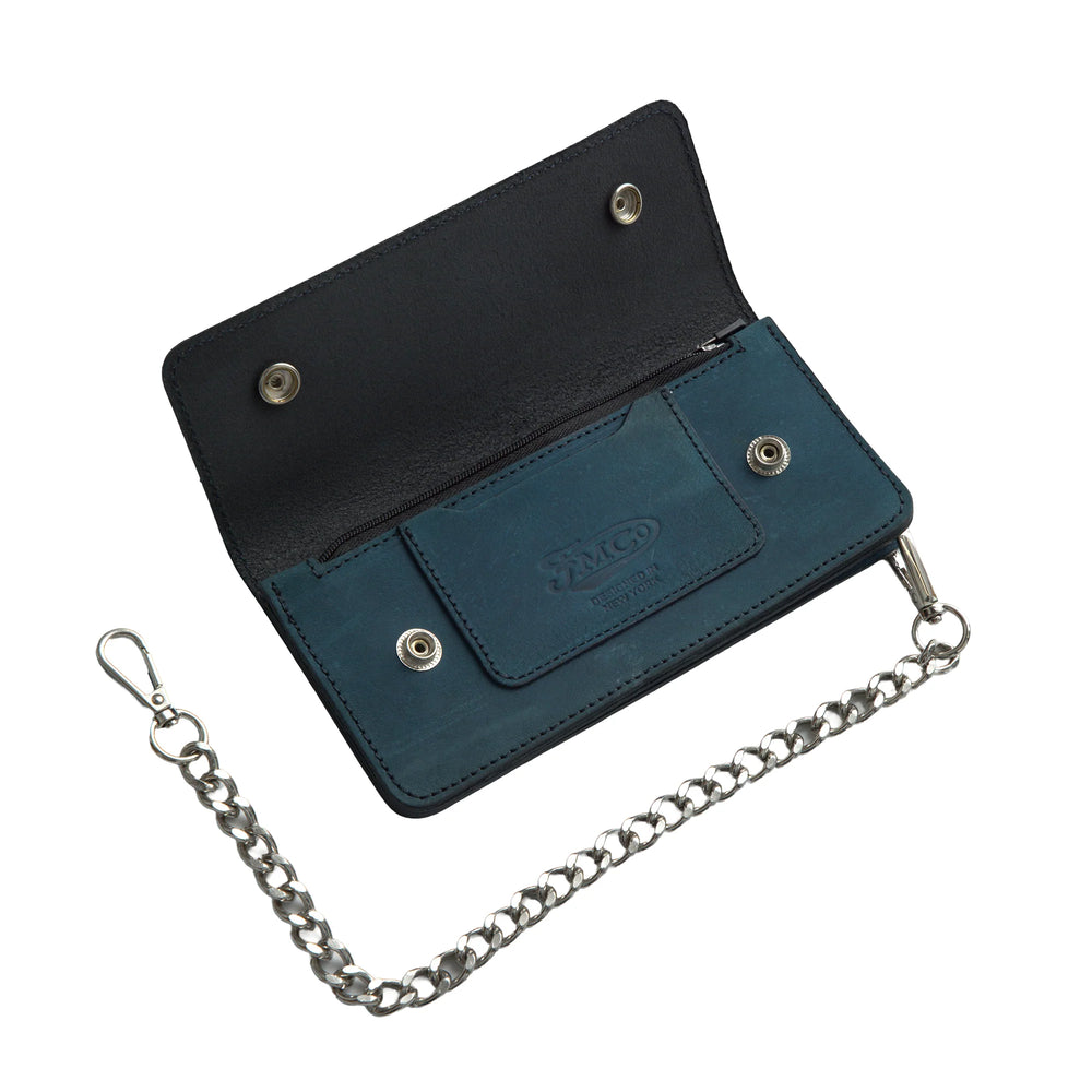 LARGE TRUCKER - Vegetable Tanned Leather Wallet Royal Blue