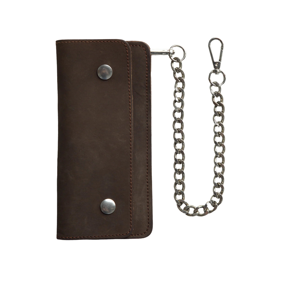 LARGE TRUCKER - Vegetable Tanned Leather Wallet Dark Brown