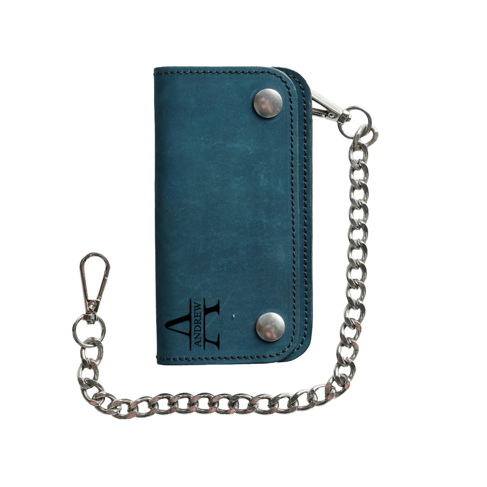 Royal Blue Small Leather Trucker Wallet