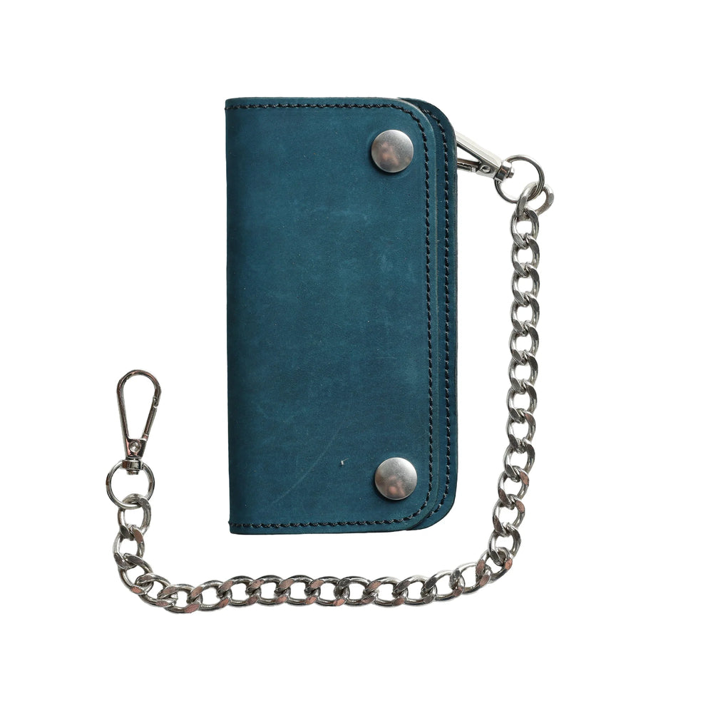 Royal Blue Small Leather Trucker Wallet