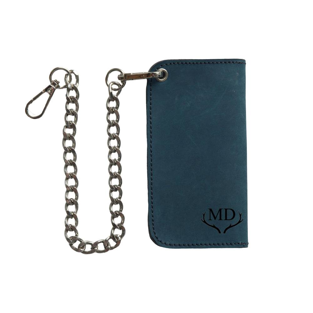 Royal Blue Small Leather Trucker Wallet