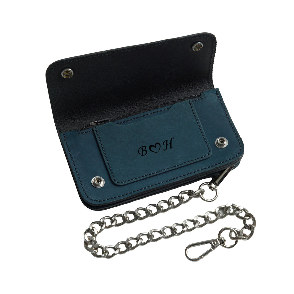 Royal Blue Small Leather Trucker Wallet