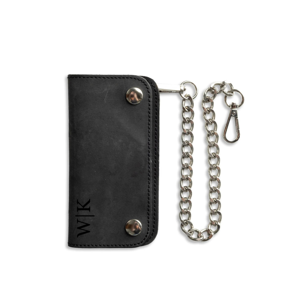 Gunmetal Black Small Leather Trucker Wallet
