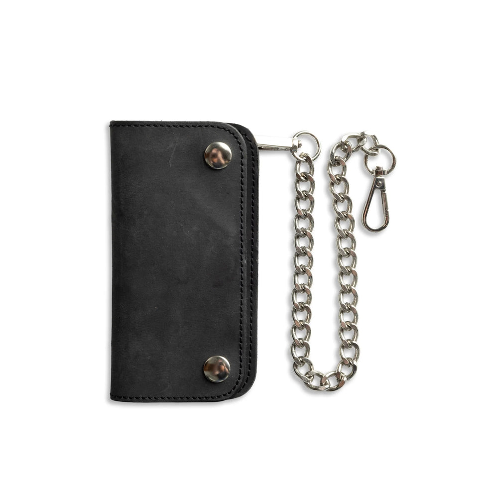 Gunmetal Black Small Leather Trucker Wallet