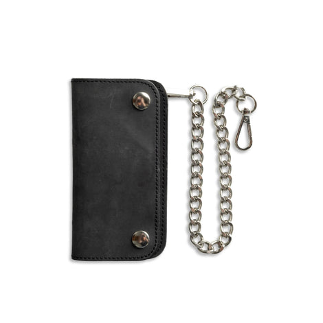 Gunmetal Black Small Leather Trucker Wallet