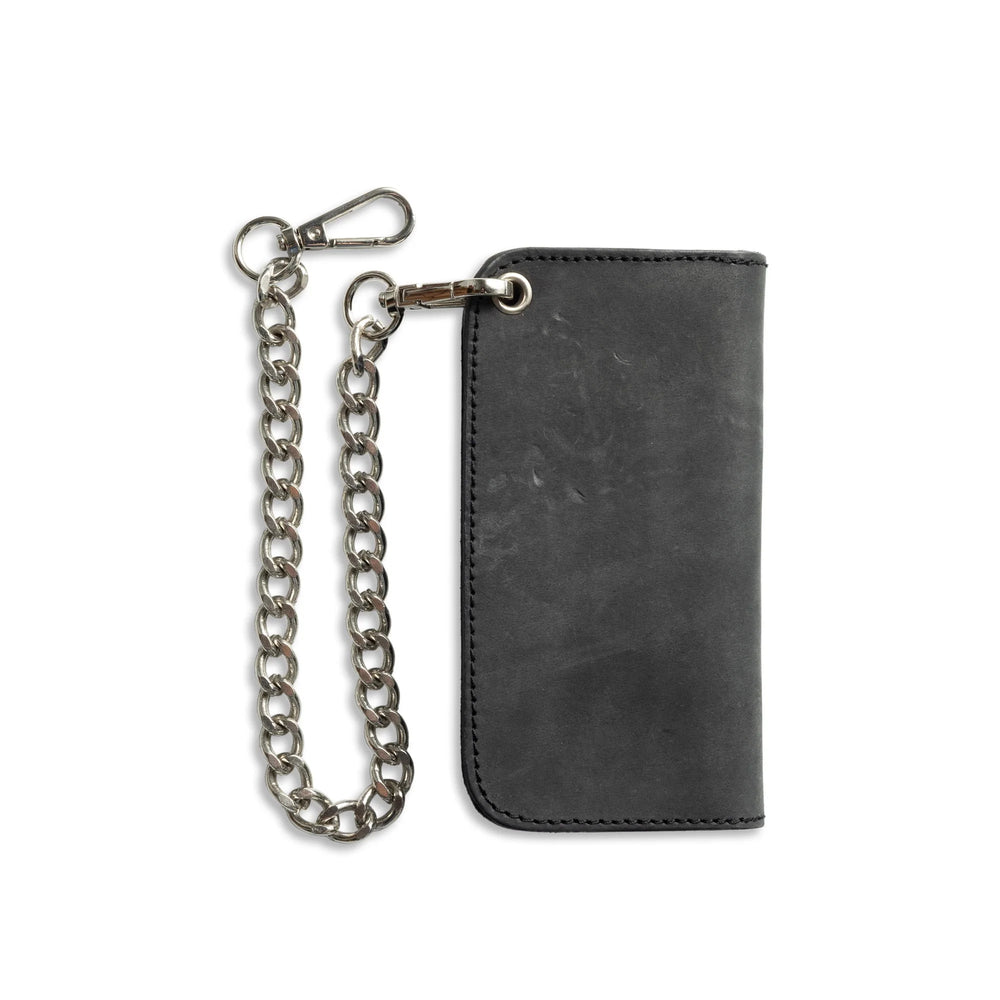 Gunmetal Black Small Leather Trucker Wallet