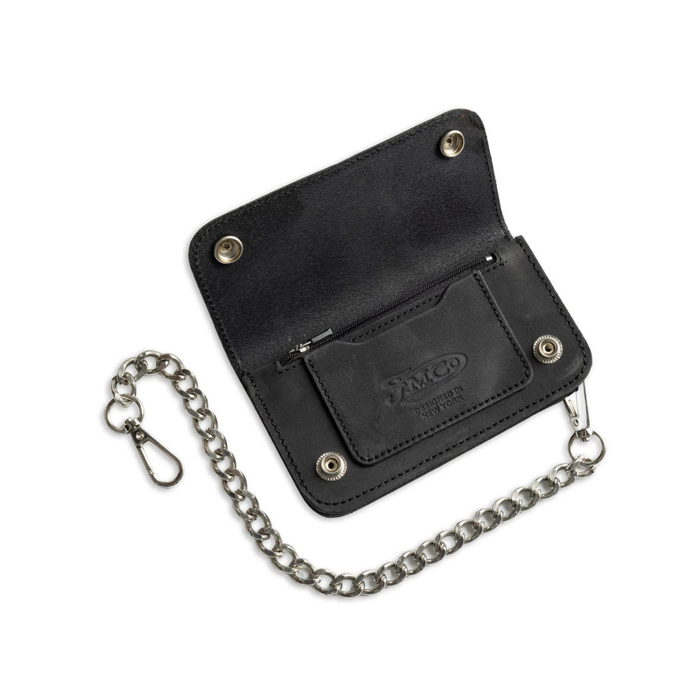 Gunmetal Black Small Leather Trucker Wallet