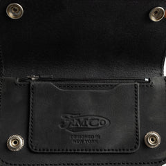 Gunmetal Black Small Leather Trucker Wallet