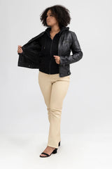 NeoNoir Womens Lambskin Fashion Leather Jacket