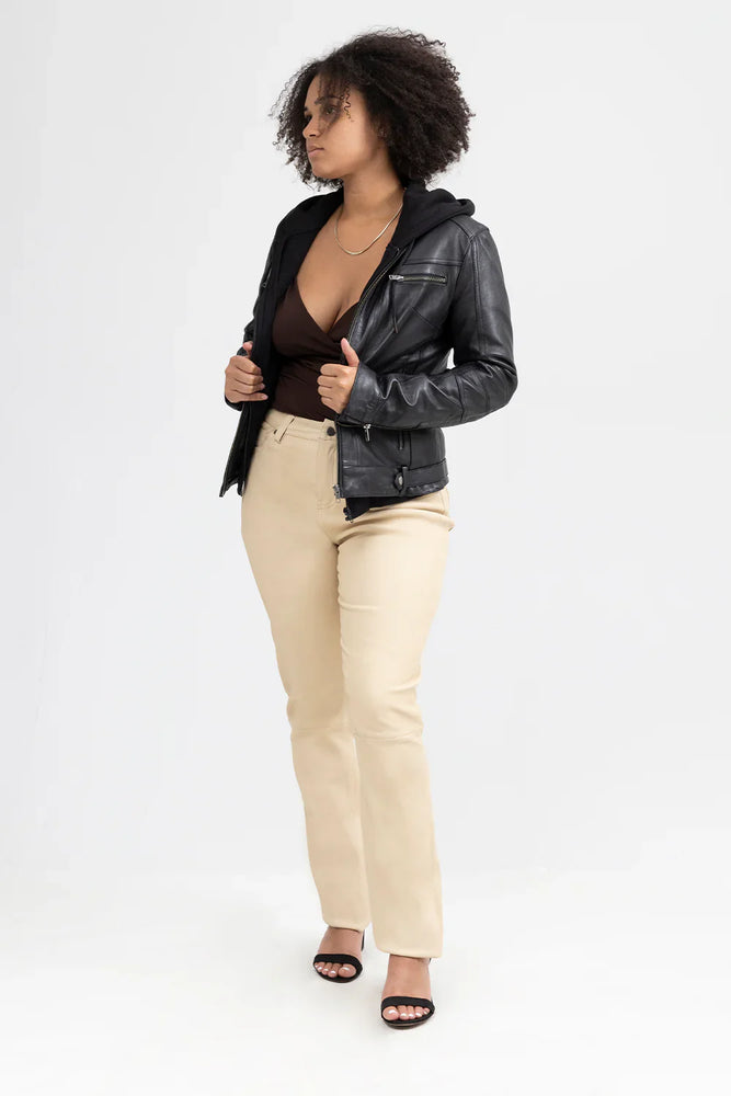 NeoNoir Womens Lambskin Fashion Leather Jacket