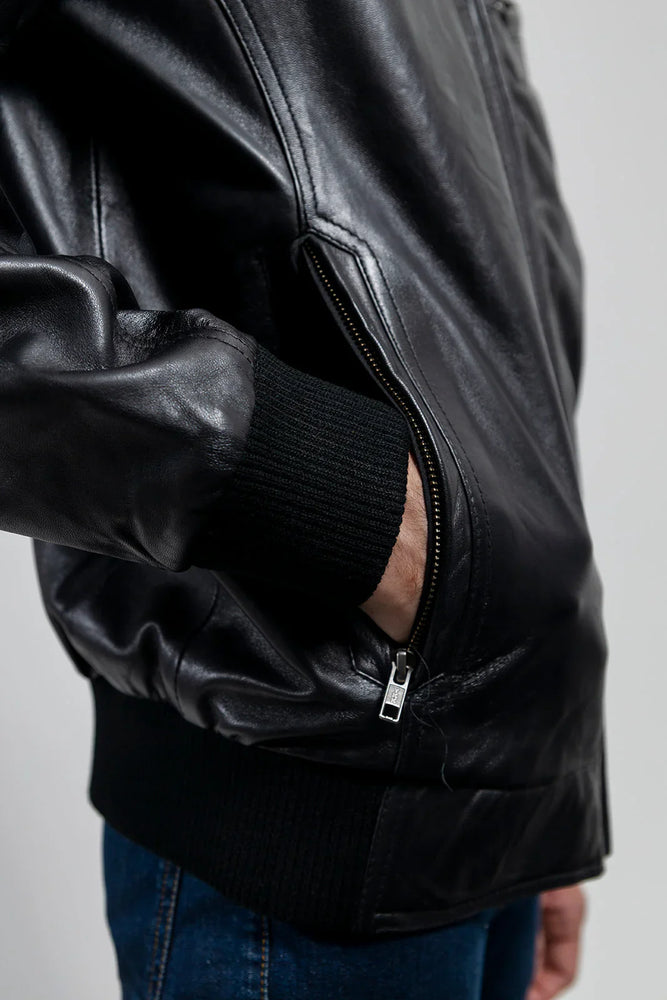 Aviator Rock Mens Bomber Leather Jacket