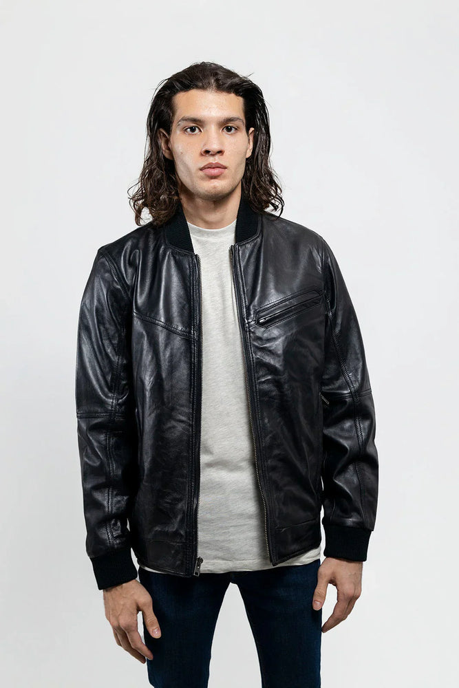 Aviator Rock Mens Bomber Leather Jacket
