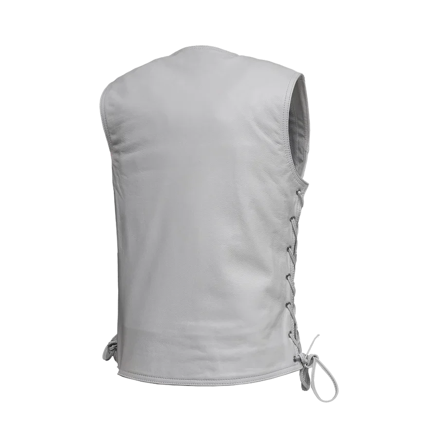 Fierce Fuel Women's Motorcycle Leather Vest - White