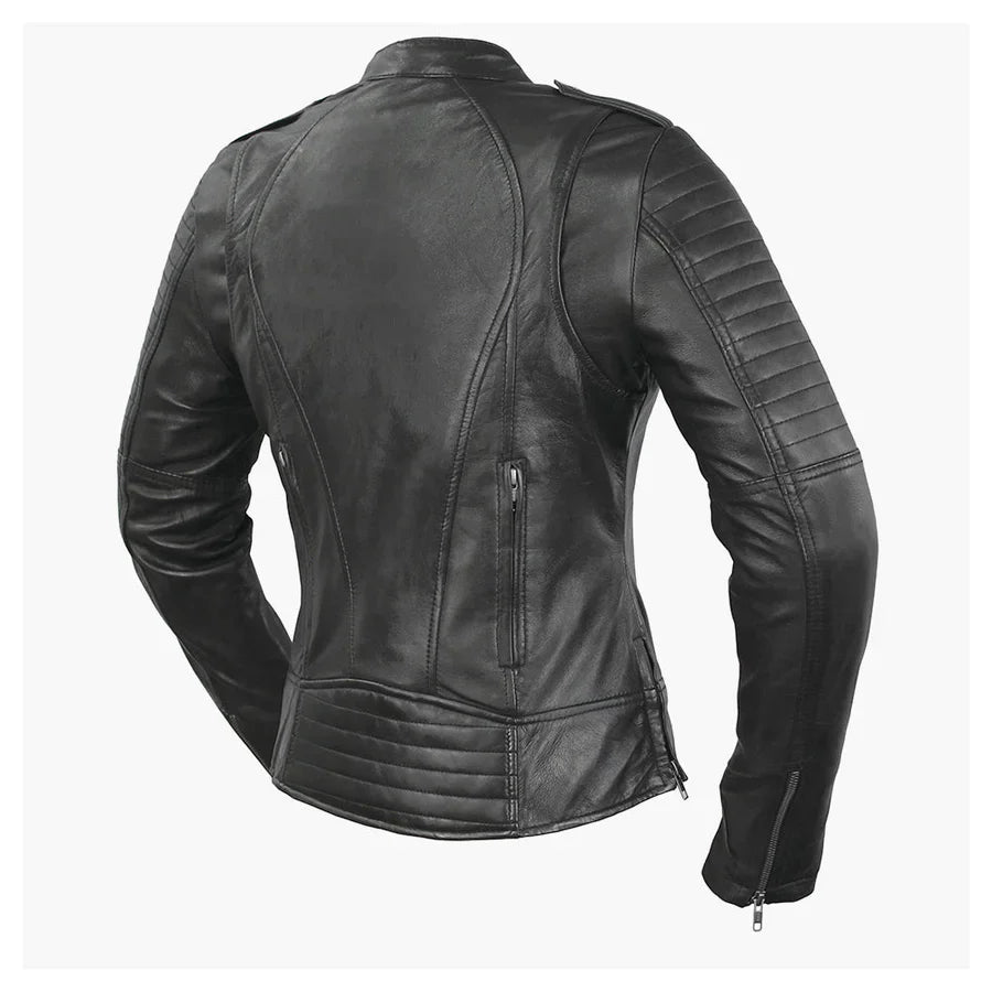 Onyx Feather Women's Motorcycle Leather Jacket