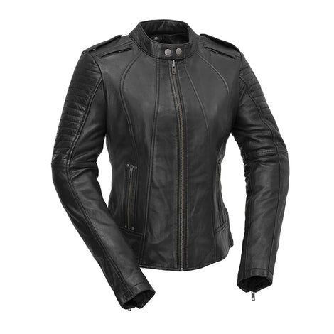 Onyx Feather Women's Motorcycle Leather Jacket