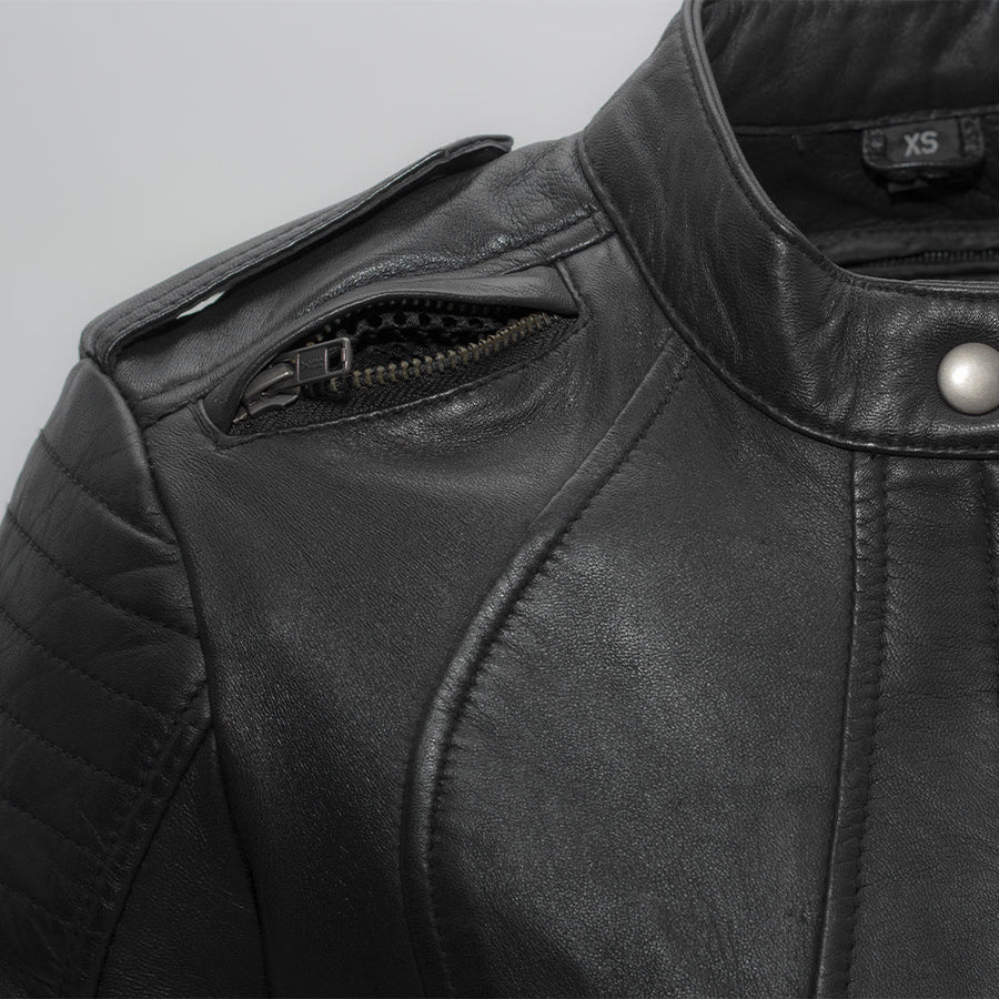 Onyx Feather Women's Motorcycle Leather Jacket