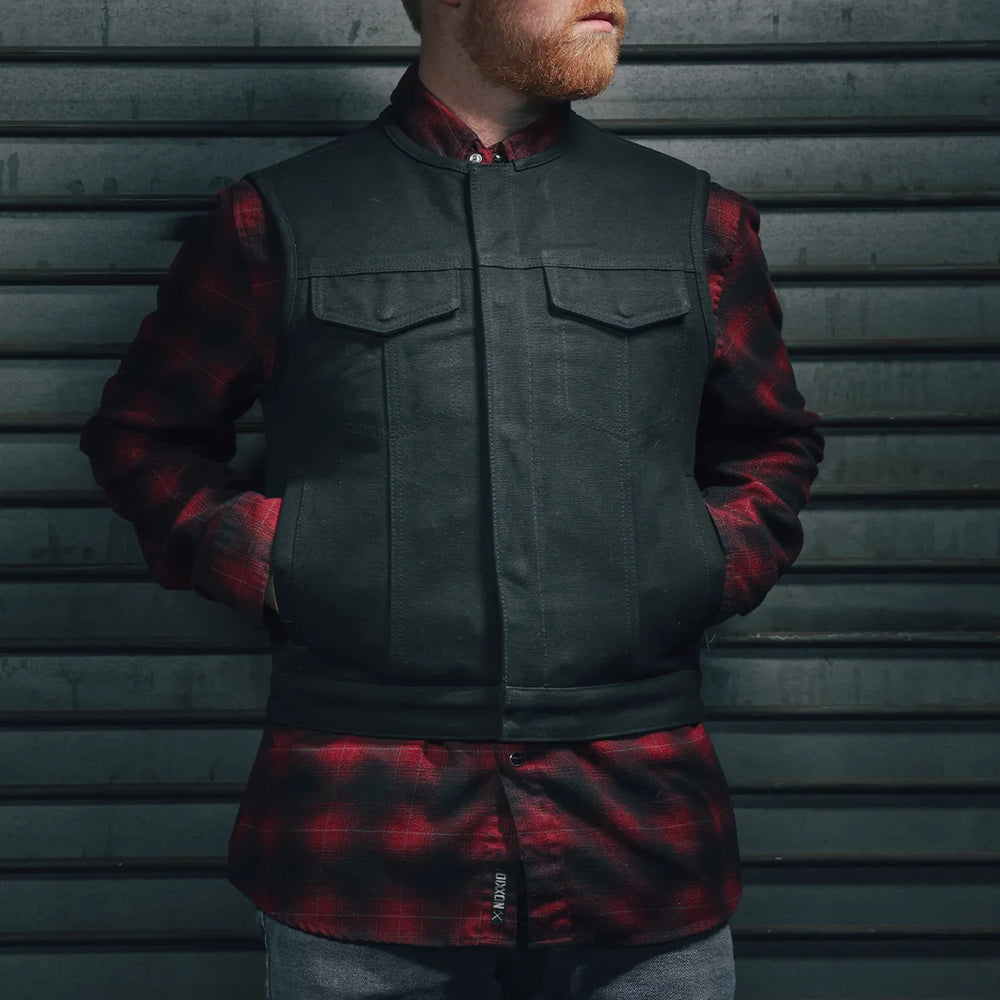 Lowside Black Men's Motorcycle Canvas Vest