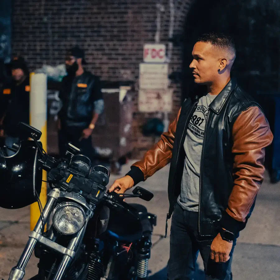 Moto Bomber - Men's Genuine Leather Jacket