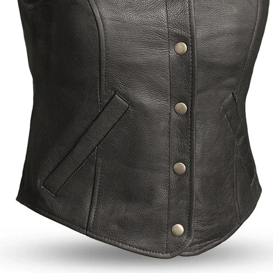 Crimson Asphalt Women's Motorcycle Leather Vest