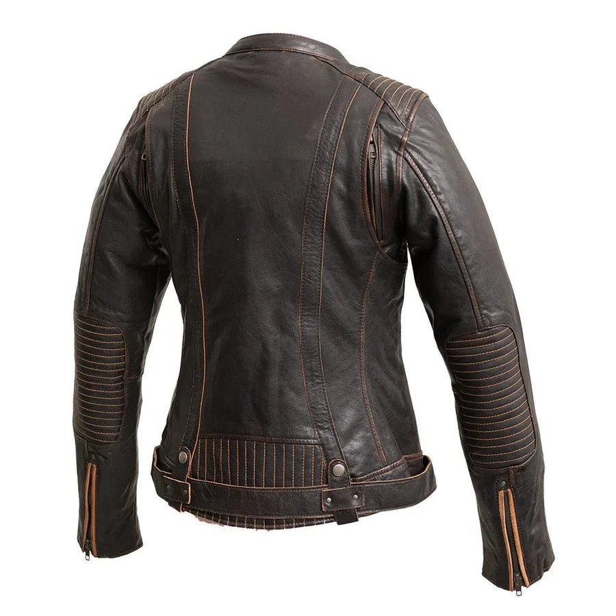 Mystic Chrome Women's Motorcycle Leather Jacket
