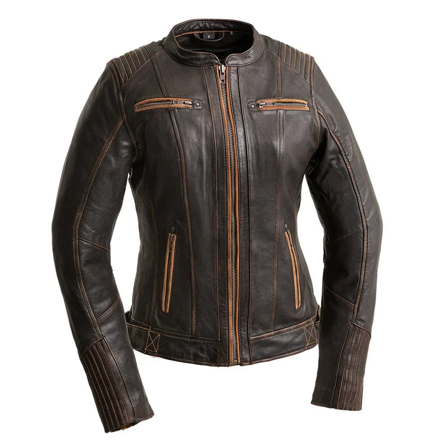 Mystic Chrome Women's Motorcycle Leather Jacket