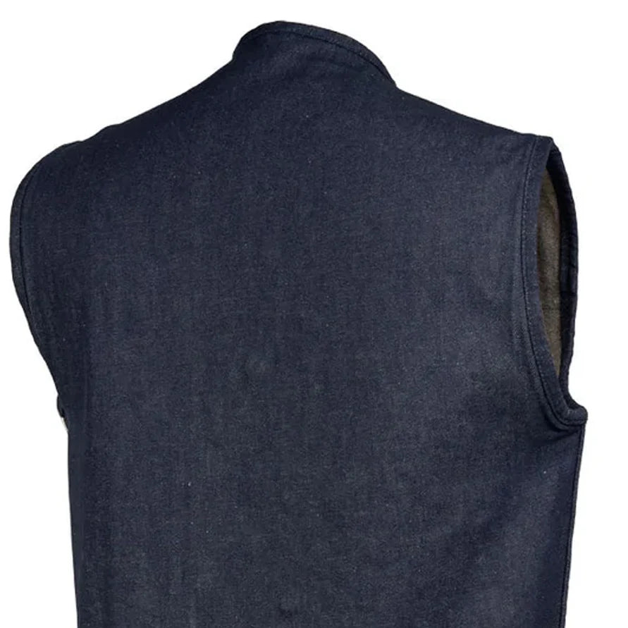 Haywood Men's Motorcycle Denim Vest - Blue