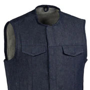 Haywood Men's Motorcycle Denim Vest - Blue