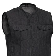 Haywood Men's Motorcycle Denim Vest - Black