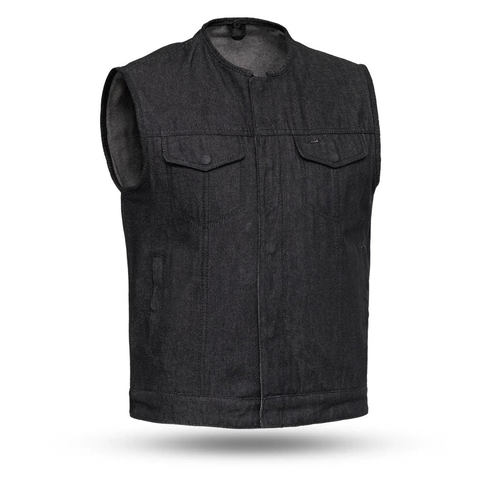 Haywood Men's Motorcycle Denim Vest - Black