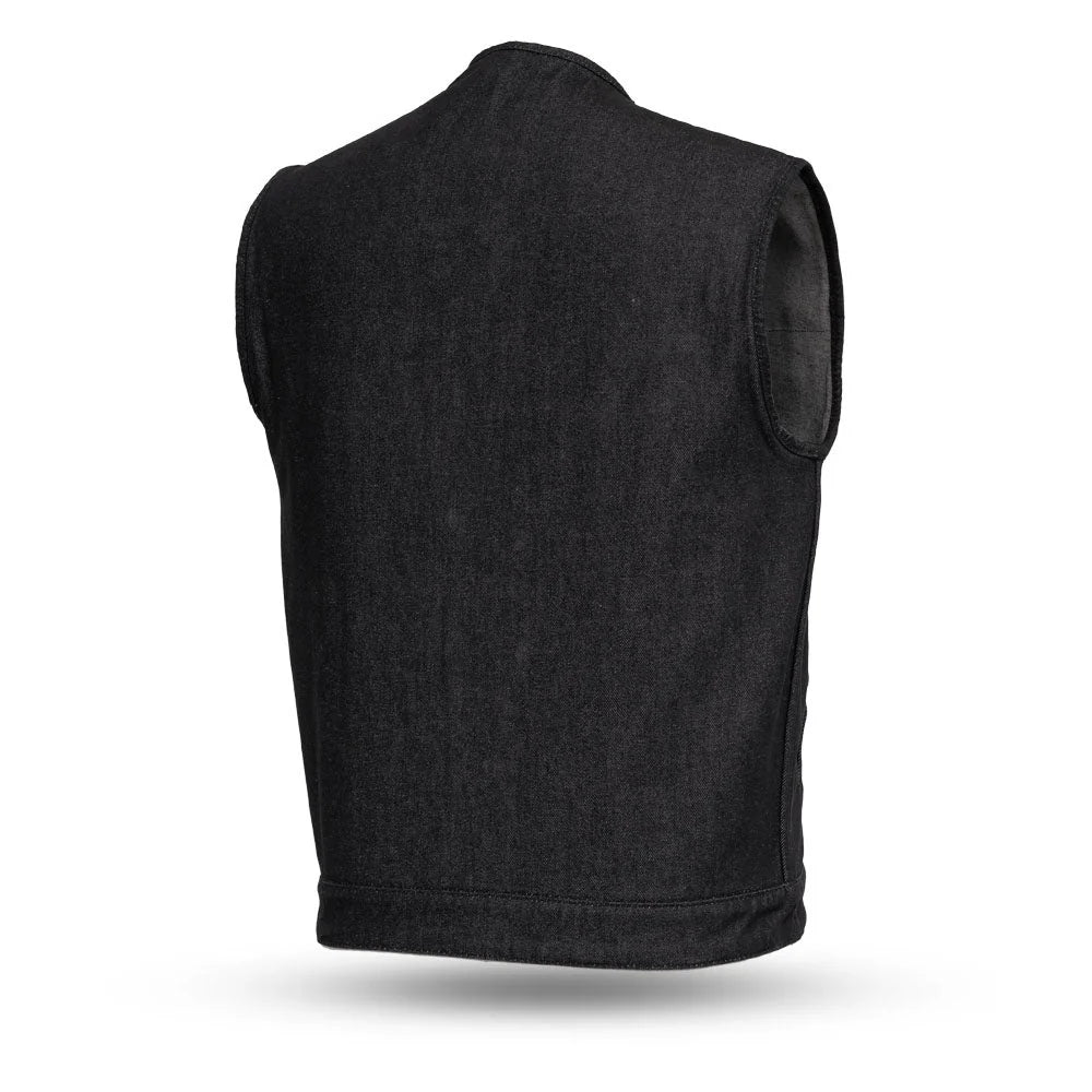 Haywood Men's Motorcycle Denim Vest - Black