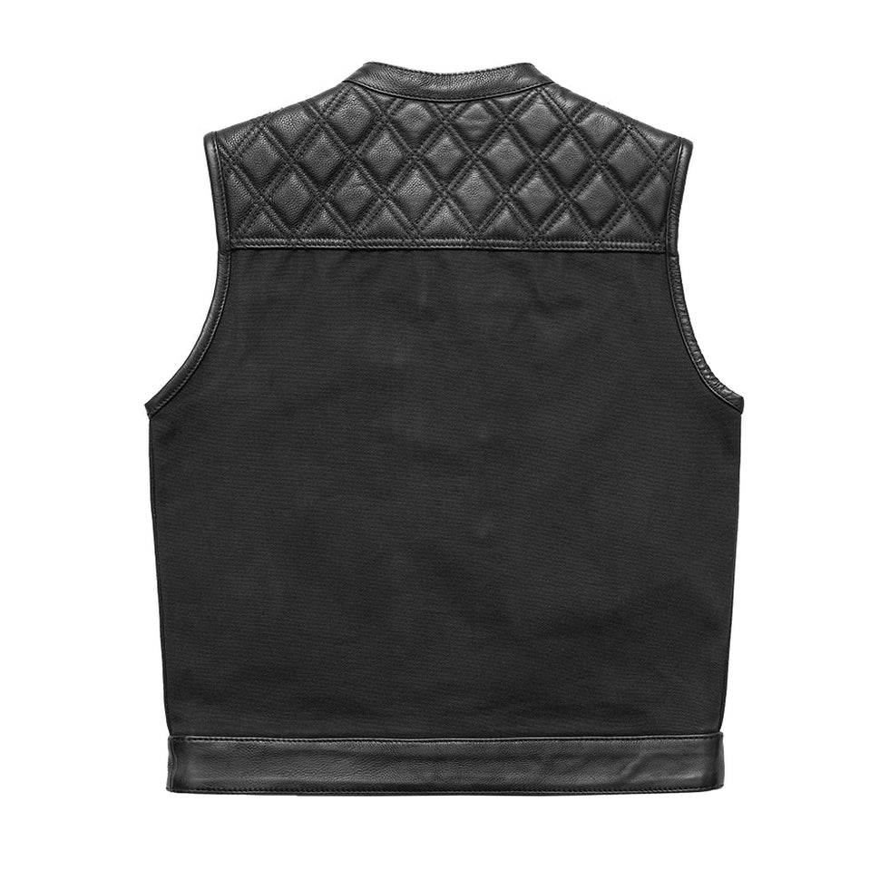 Hunt Club Motorcycle Leather Canvas Vest Black