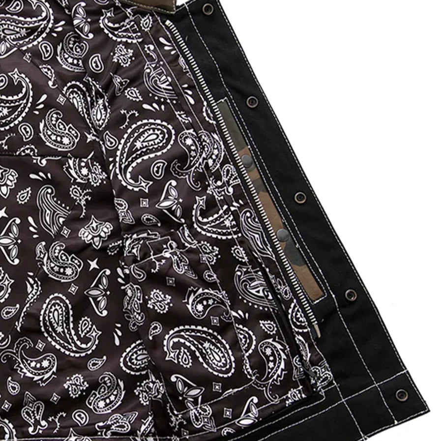 Infantry Motorcycle Leather Canvas Vest