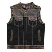 Infantry Motorcycle Leather Canvas Vest