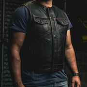 Lowside Men's Perforated Motorcycle Leather Vest