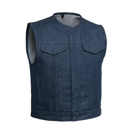 Lowside Men's Motorcycle Denim Vest (Blue)