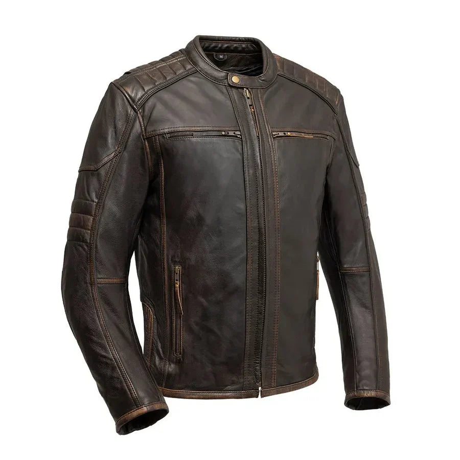 Road Master - Men's Genuine Leather Motorcycle Jacket